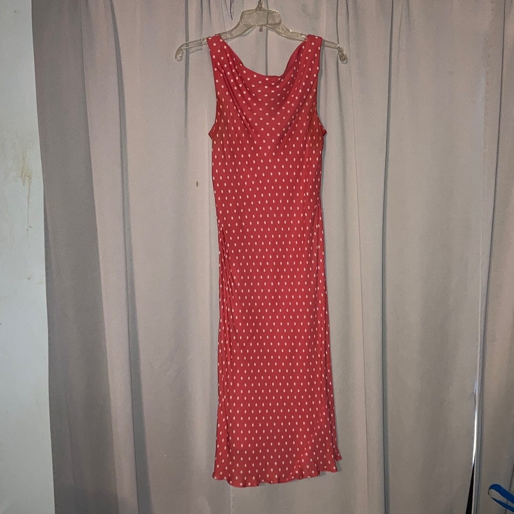 Jones New York Coral Polka Dot Midi Dress